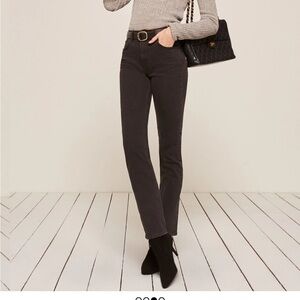 REFORMATION Liza High Straight Jean Black Organic Cotton Sz 14